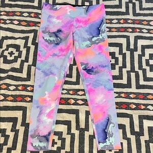 PINK Victoria's Secret Ultimate Leggings - Pink and Purple paint swirl print